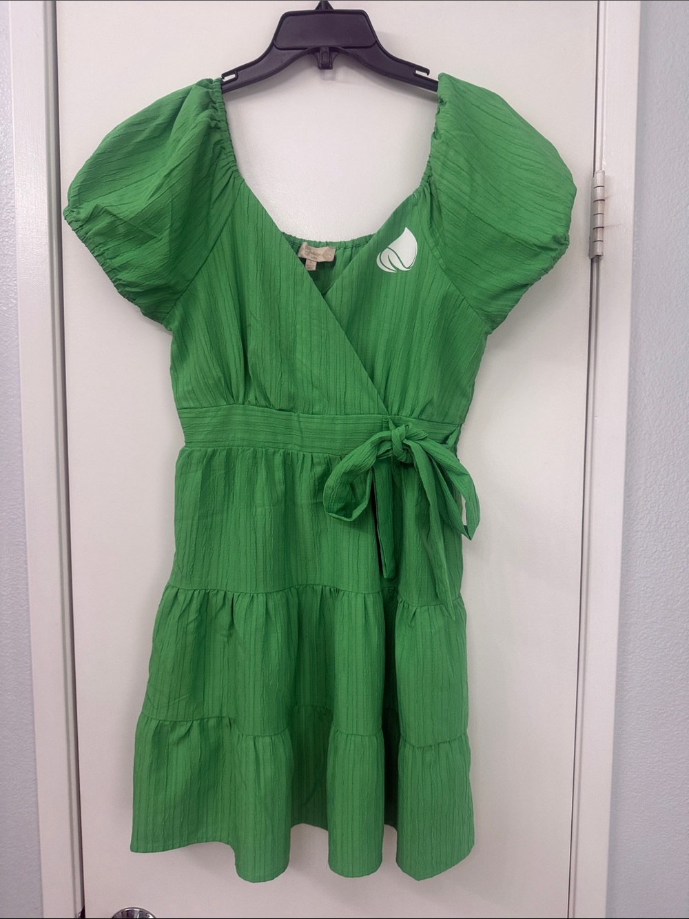 indulge Bright Green Tie-Waist Wrap Dress for Kids